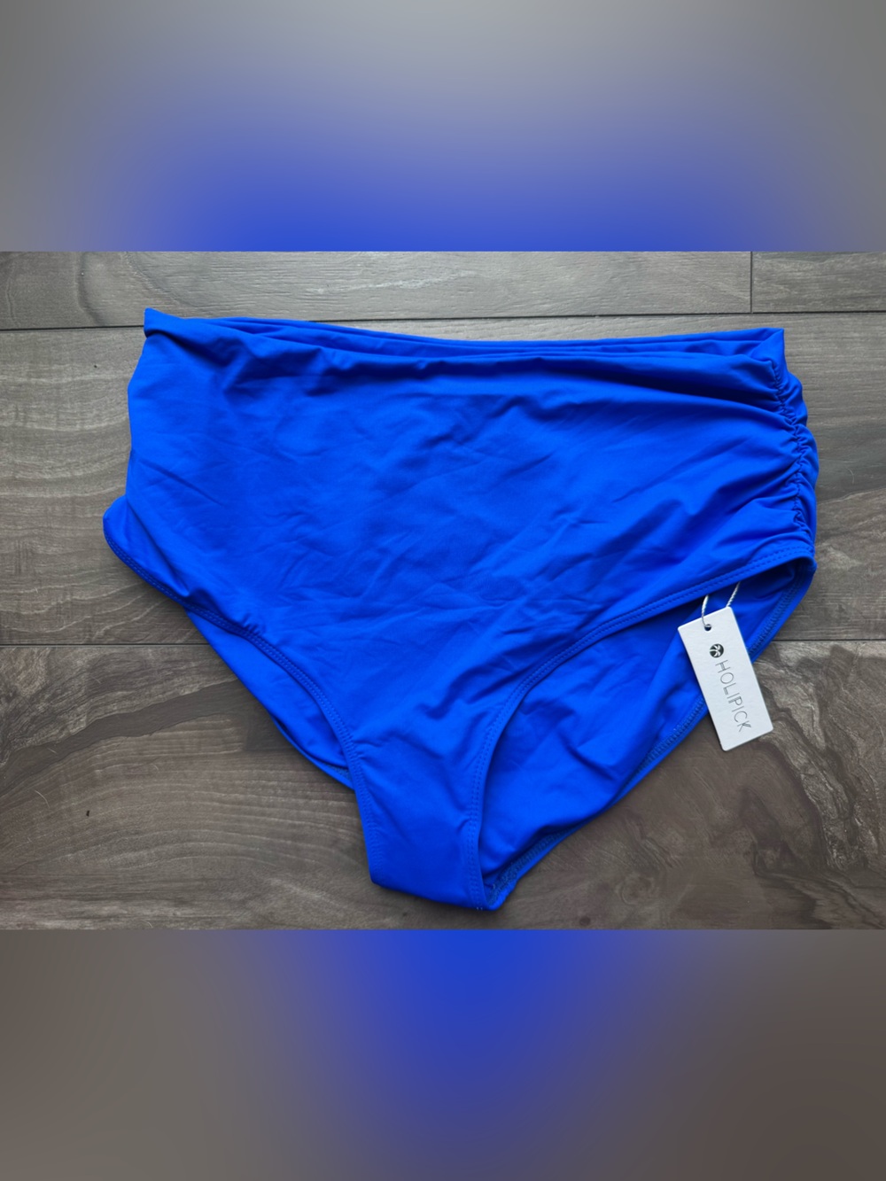 XL- High-Waist Swim Bottoms in Cobalt Blue - Holipick